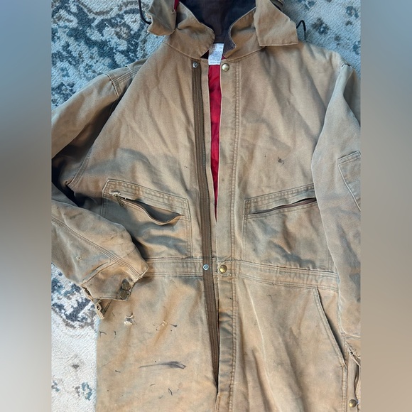 Tan Red Hooded Military Field Jacket Carhartt - Picture 3 of 5